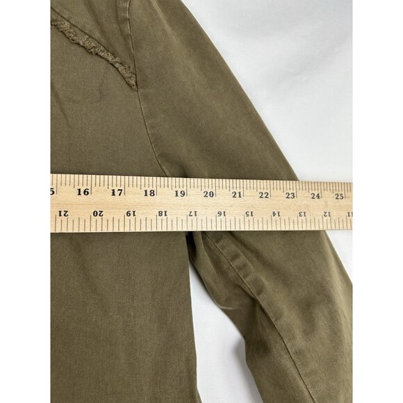 FREE PEOPLE Military Green Ruffle Frayed Hem Jacket Style OB480752 Size Large - Picture 4 of 16